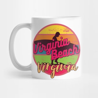 Virginia Beach Virginia Surfing Retro Sunset Mug